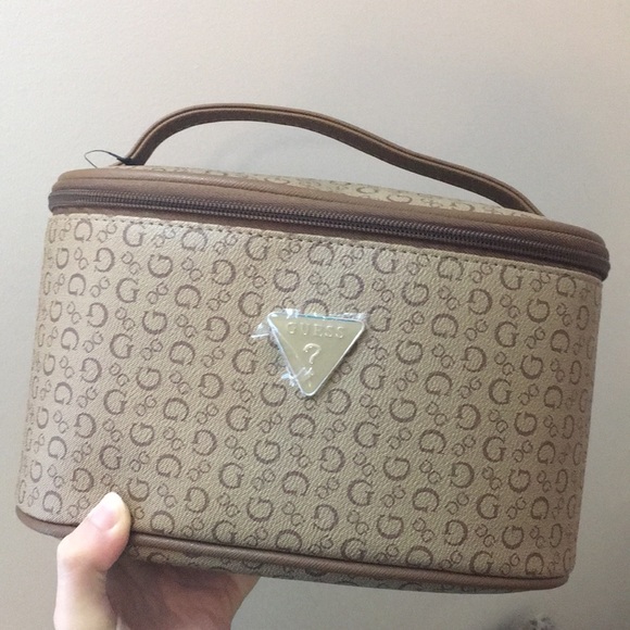 Guess Brown Signature Leather Cosmetics Bag - Picture 8 of 11